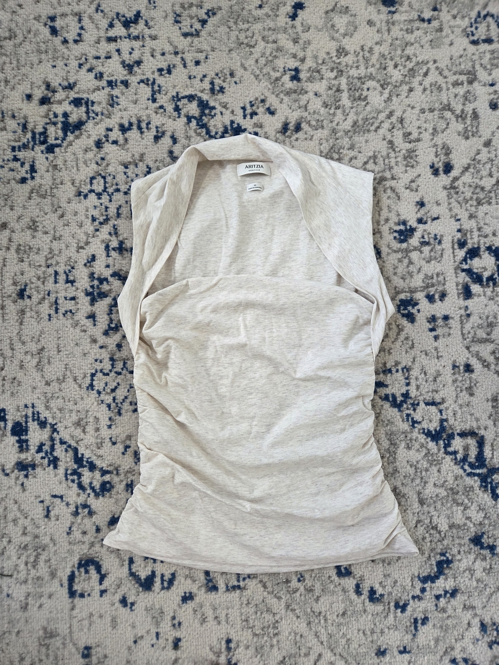 Aritzia Sleeveless Ruched Tank - Light Oatmeal